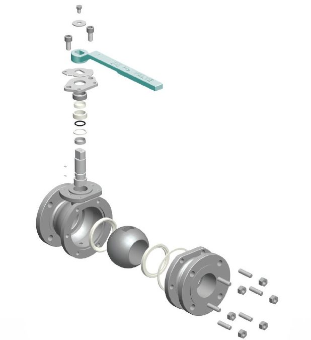 floating ball valve sectional view