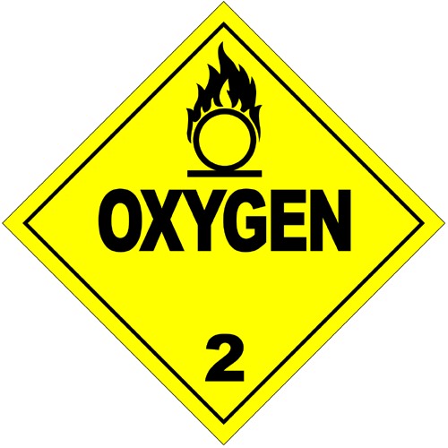 hazmat oxygen warning sign