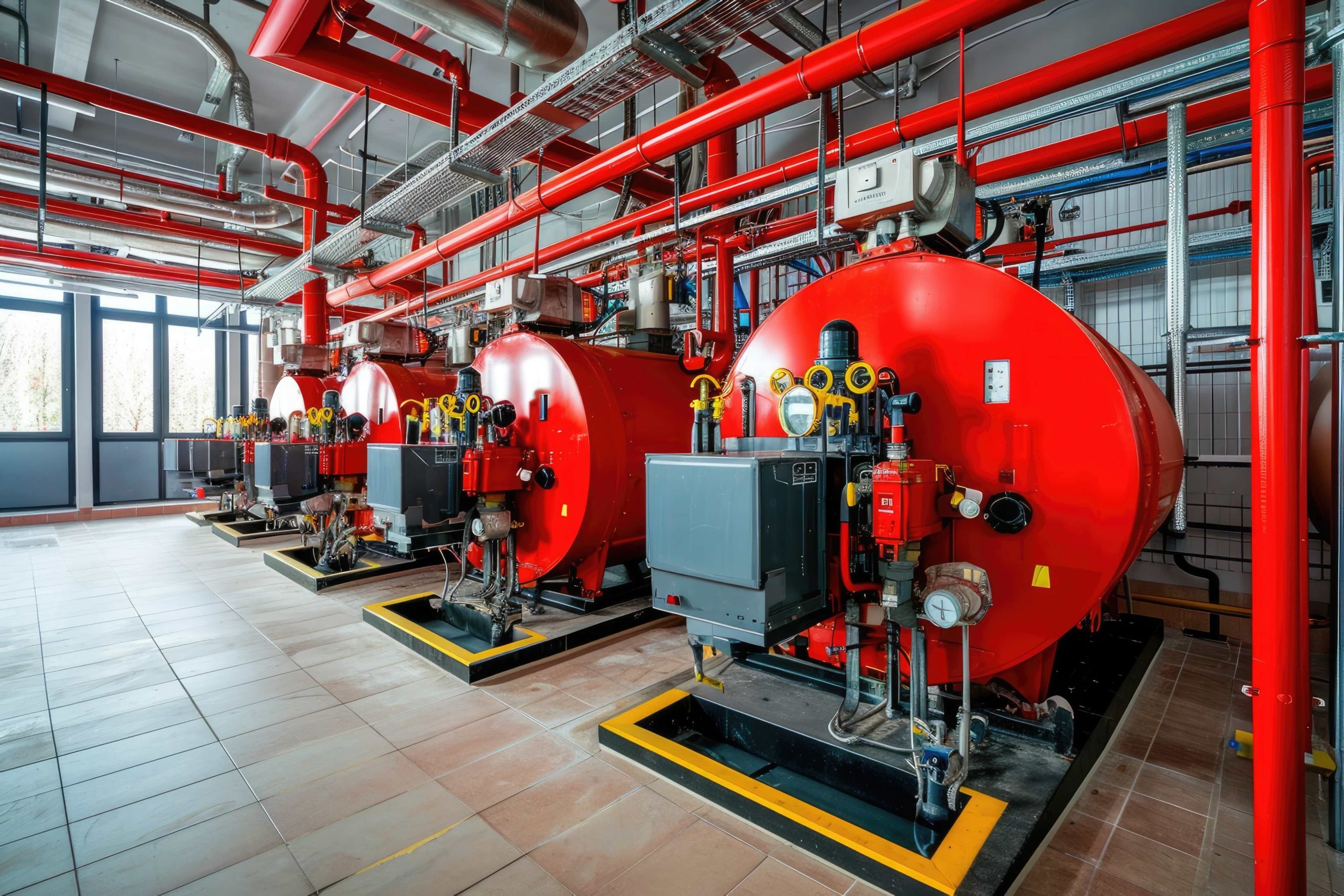 Modern Boiler Room with Gas